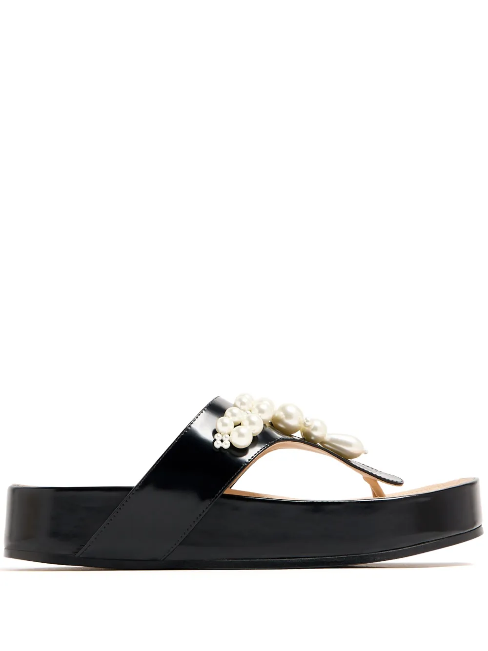 Simone Rocha faux-pearl embellished leather sandals - Nero