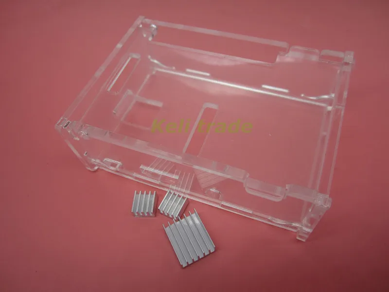 2 Set = 2 Pz Shell Caso Pi Box Trasparente Per Raspberry Pi + 6 Pz Dissipatore In Alluminio Puro Set Kit