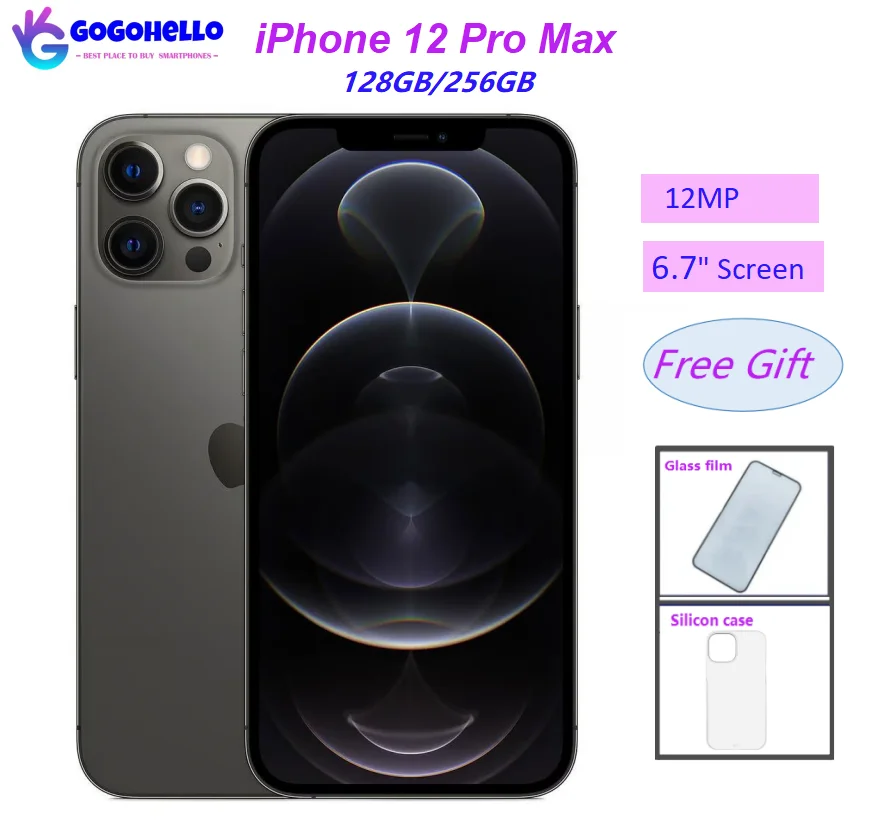 Apple Iphone 12 Pro Max 128Gb 256Gb Rom 6.7 "Oled Face Id Nfc Ios 5G Sbloccato Telefono Cellulare Originale Usato Triple 12Mp