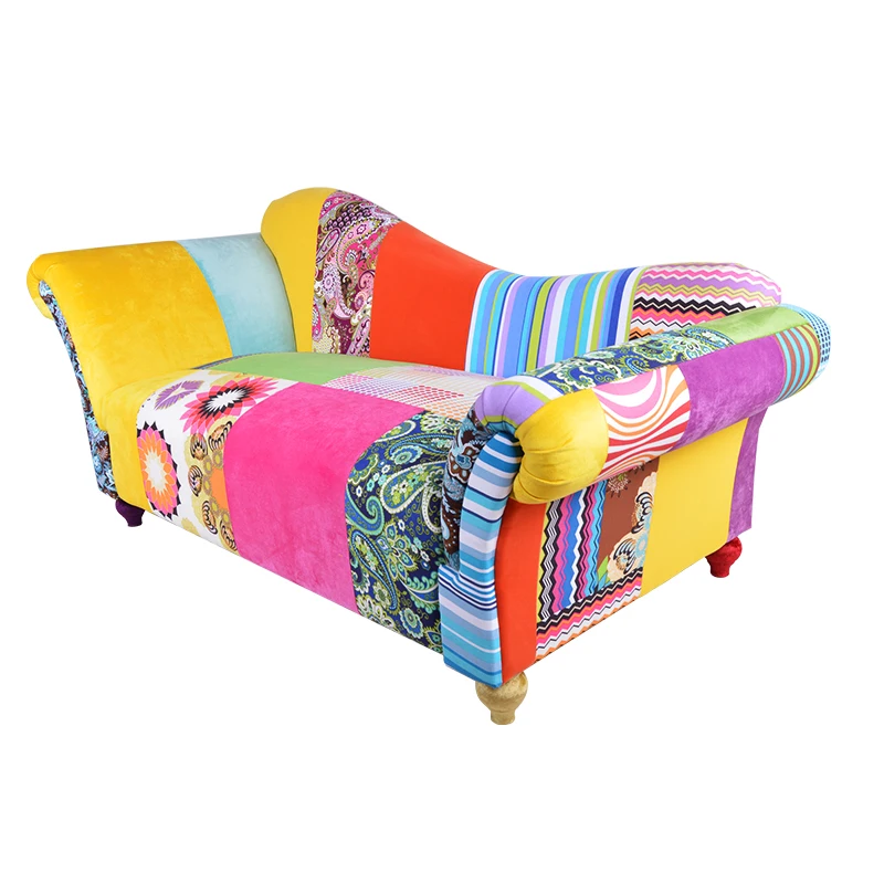 Tessuto In Stile Europeo Su Misura, Doppio Bracciolo, Chaise Longue, Divano Letto Con Fiori Colorati Impiombati, Soggiorno, Camera Modello, Mixe