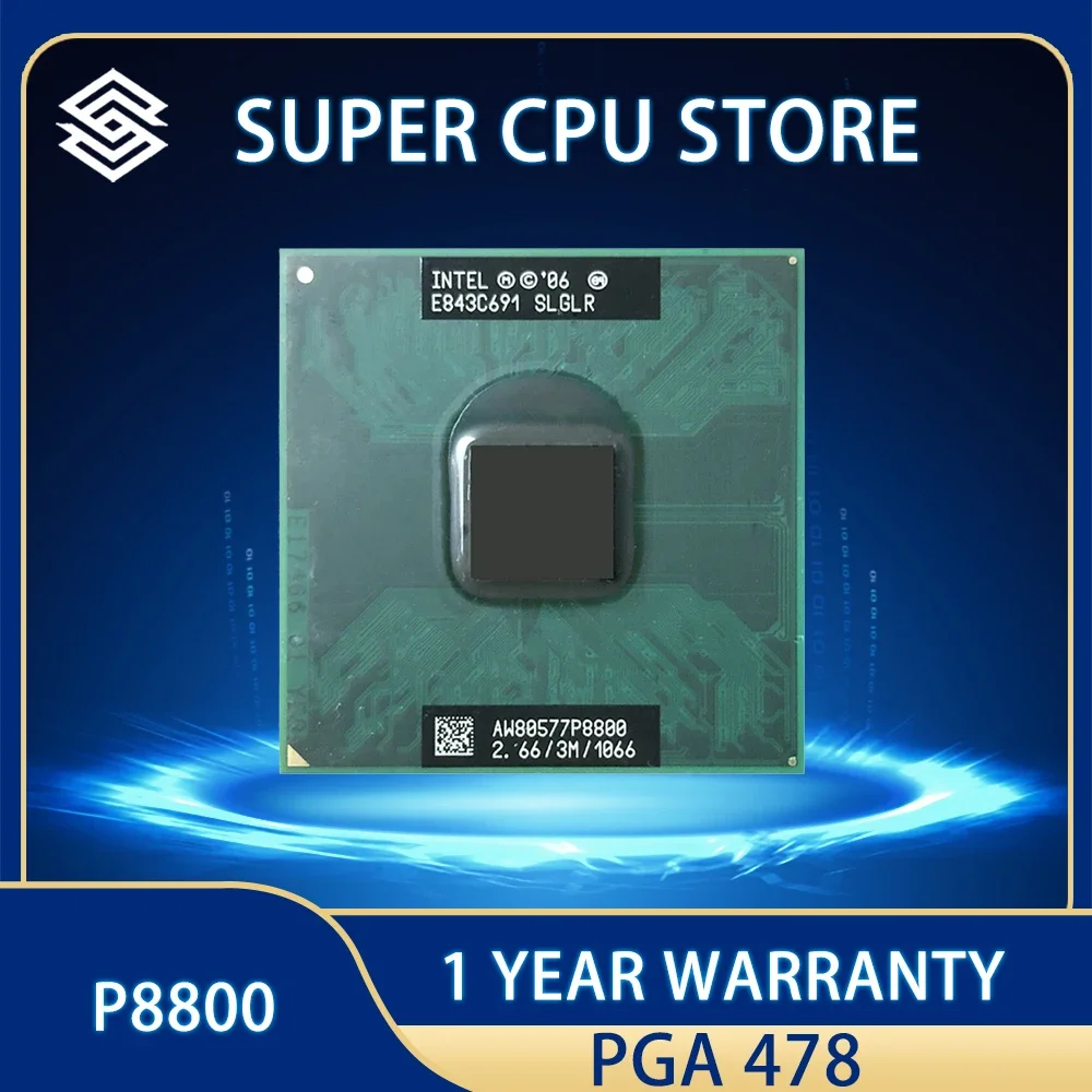 Intel Core 2 Duo Mobile P8800 Slglr 2.6 Ghz Dual-Core Dual-Thread Cpu Processor 3M 25W Socket P Pga 478