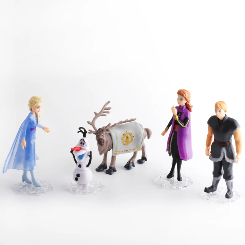 5Pcs Disney Frozen Anime Action Figure Anna Elsa Krimoff Olaf Sven Pvc Modello Bambola Cute Cake Decoration Ornament Kids Toy Gifts
