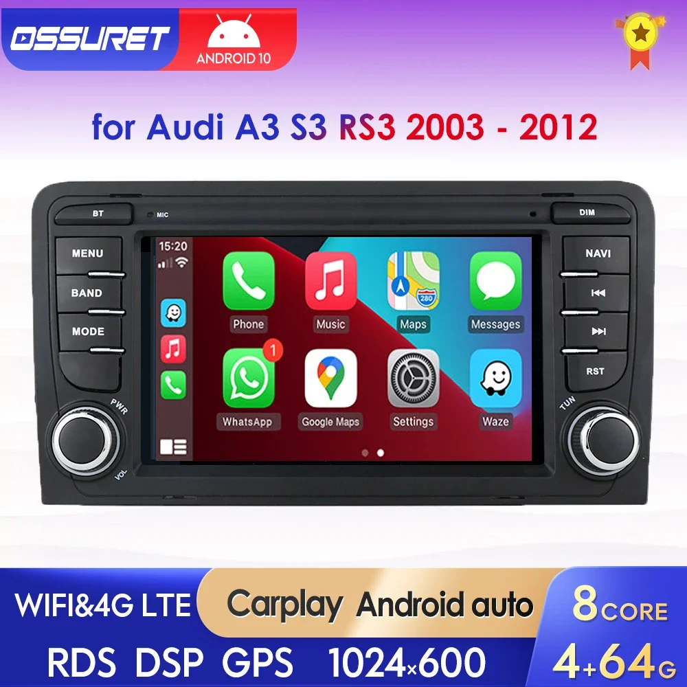 Lettore Autoradio Android Carplay Da 7 Pollici Per Audi A3 2 8P Autoradio Per Audi S3 Rs3 Sportback 2003 -2012 Audio Multimediale Gps