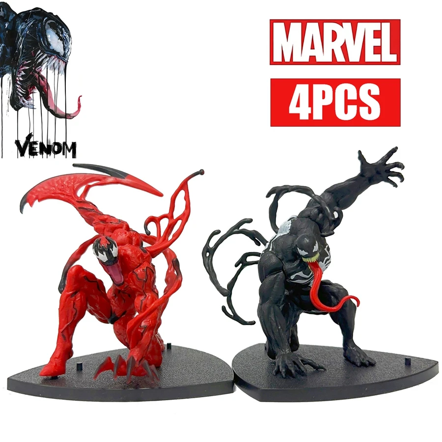 4 Pz/Set Marvel Venom Anime Figure Movie Spidermans Action Figure Venom Carnage Figurine Car Decoration Collection Model Toys