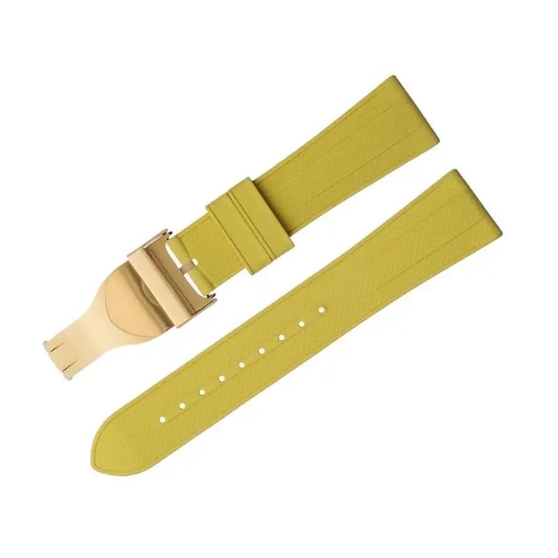 Fkmbd 22Mm Flat End Soft Fluororubber Watch Band Per Tudor Strap Musliminossidabile Fold Buckle Black Bay 1958 Gmt 41Mm