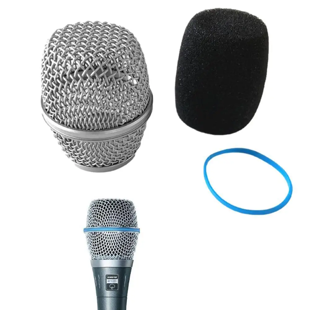 Microfono Mesh Grill Steel Per Mesh Microfono Palmare Grill Mesh Adatto A Beta Per 57A 58A 87A 845S 945 Con Anello Blu