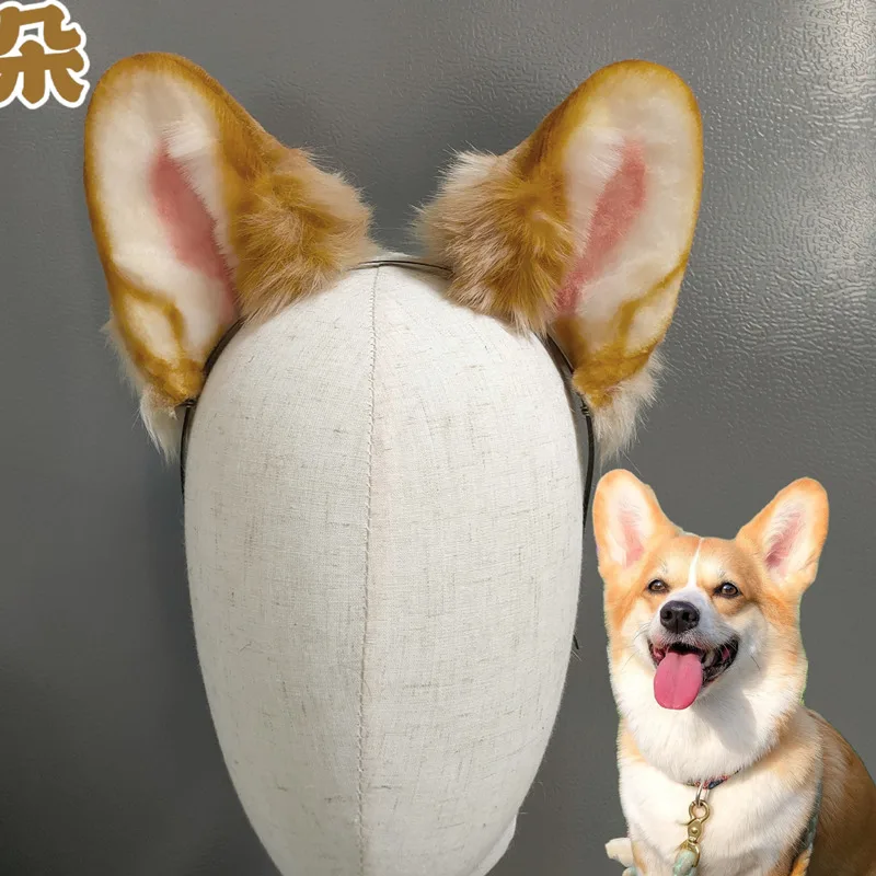 Lavoro Fatto A Mano Kerky Dog Ear Hair Hoop Peluche Simulazione Bestia Ear Jackal Ear Headwear Jk / Lolita Accessori Cosplay