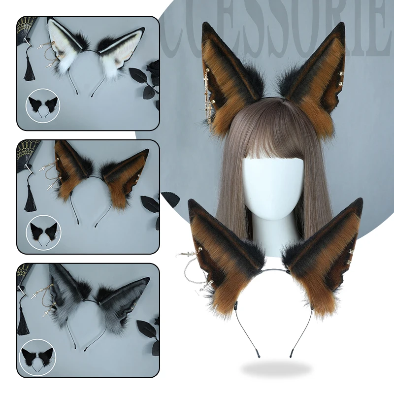 Realistico Orecchio Di Lupo Fascia In Pelliccia Sintetica Lupo Jackal Orecchio Cerchio Per Capelli Pelliccia Sintetica Orecchio Animale Peluche Orecch