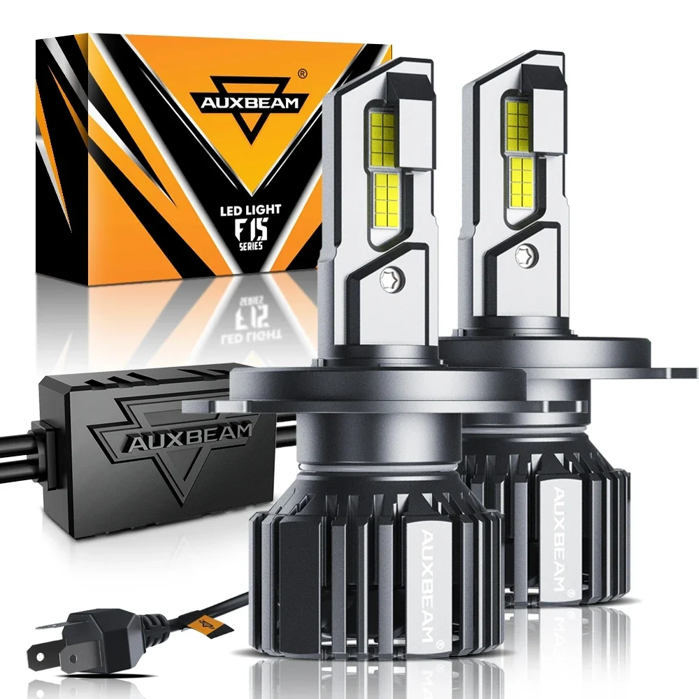 Auxbeam 90W Lampadine Per Fari A Led 1:1 Dimensioni Alogene H4 H7 H11 9005 9006 9007 Lampadine A Led 20000Lm 6500K Bianco Freddo Serie F15
