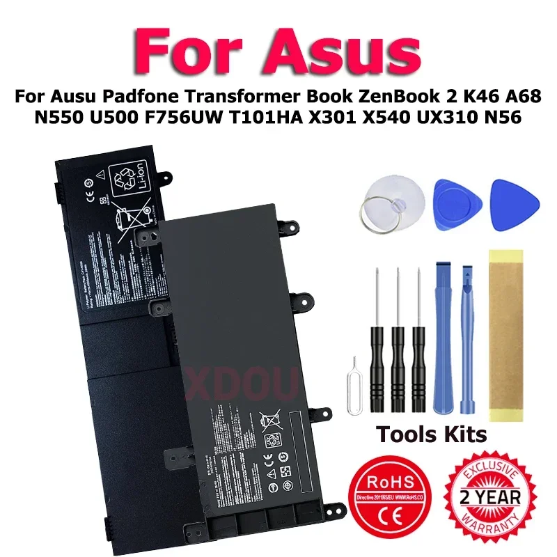 C11-A68 C41-N550 A41-K56 Batteria Per Ausu Padfone Transformer Book Zenbook 2 K46 A68 N550 U500 F756Uw T101Ha X301 X540 Ux310 N56