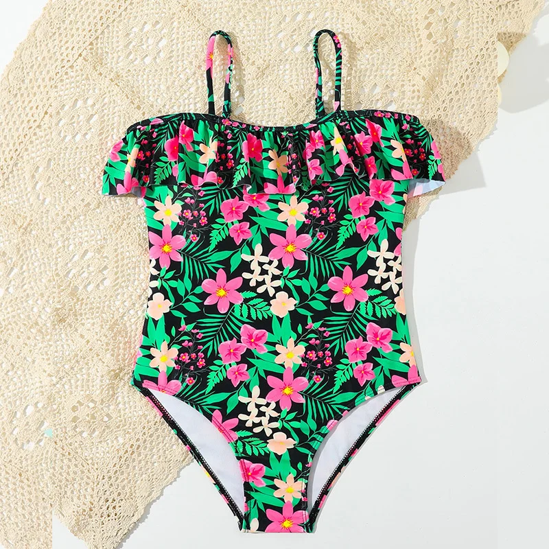 Ragazze Tute Costumi Da Bagno Bambini Estate Fionda Costumi Da Bagno Interi Bambini Stampa Arruffata Beachwear Nuovo Costume Da Bagno Per Adolescenti