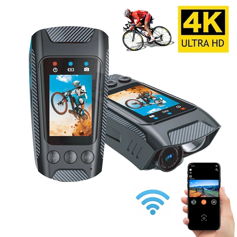 4K Action Camera Hd Screen Bike Moto Casco Fotocamera Outdoor Sport Action Cam Bicicletta Multifunzione Wifi Dash Cam Con Luce