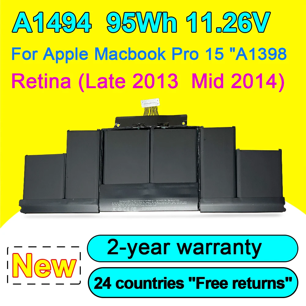 Nuova Batteria Per Laptop A1494 Per Macbook Pro 15 "Retina A1398 Fine 2013 Metà 2014 Anno Me293Ll/A Me294Ll/A Alta Qualità 11.26V 95Wh