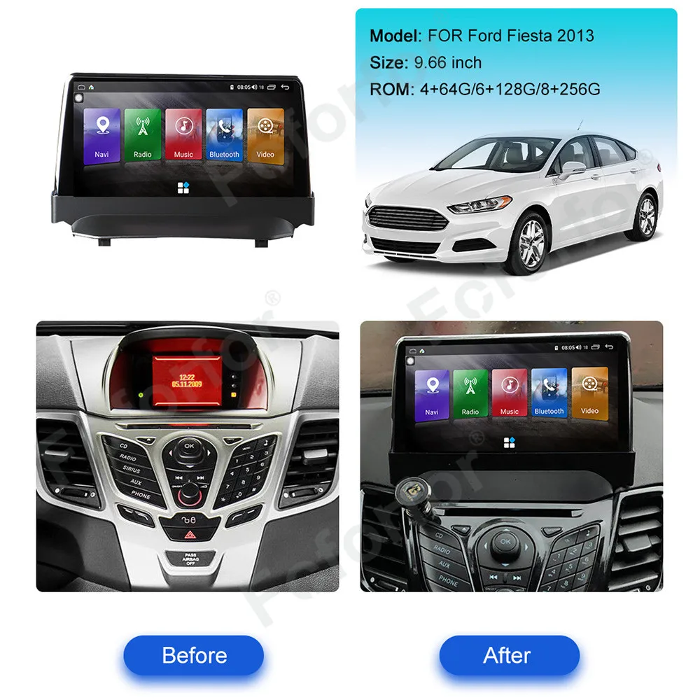 Per Ford Fiesta Mk6 Mk7 2009 2010 2011 2012 -2015 Android Autoradio Multimedia Autoradio Player Navigazione Stereo Gps Head Unit