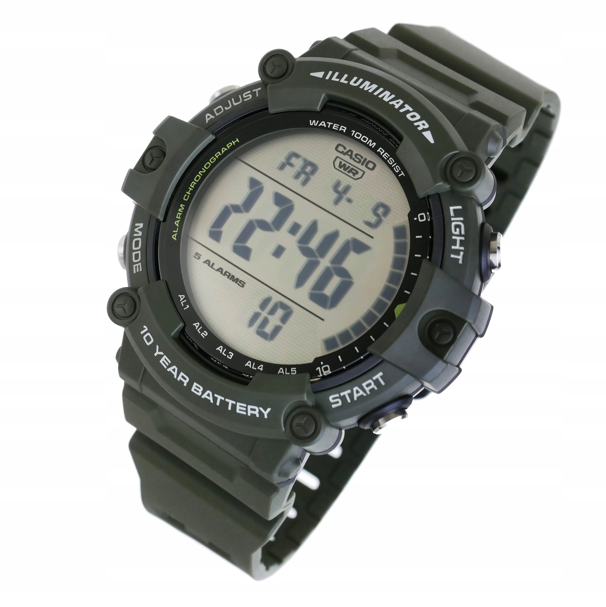 Orologio Sportivo Uomo Casio Ae-1500Whx-3A 100M Wr 10 Anni Tempo Batteria Cronometro Allarme Mondiale