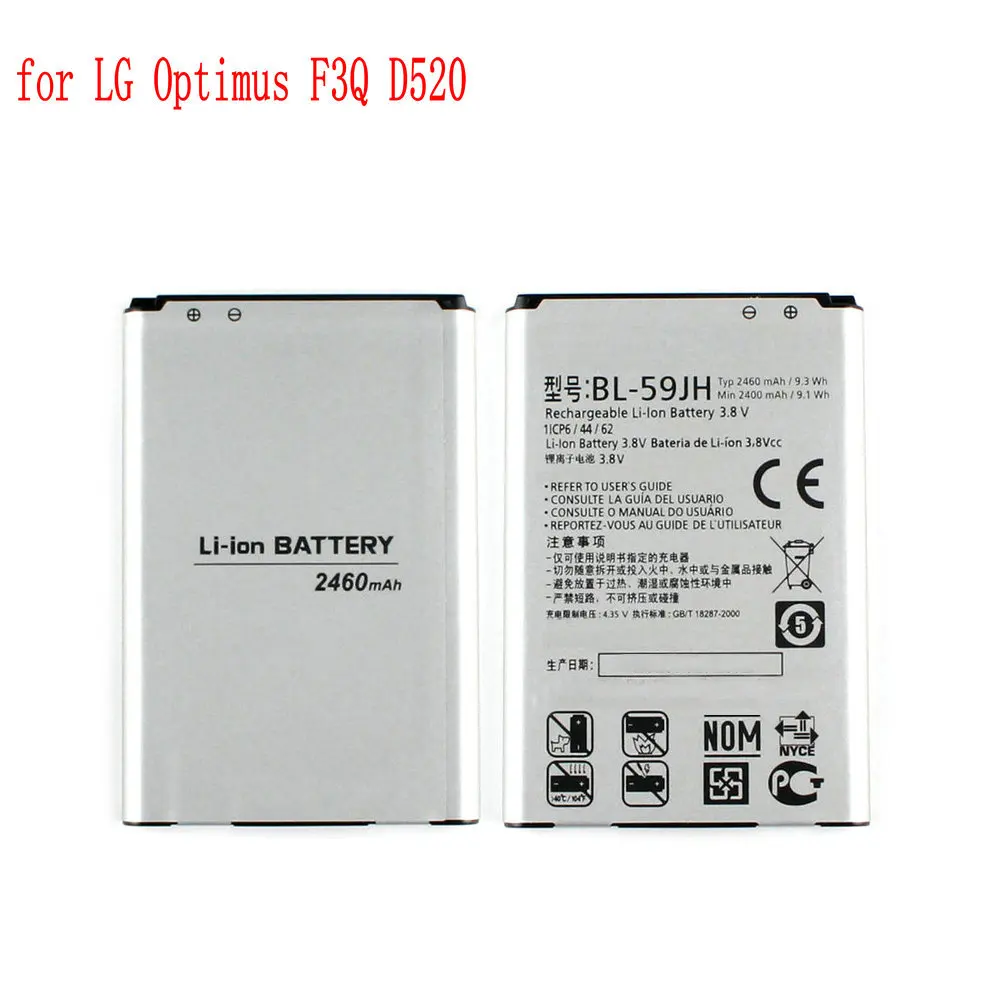 Batteria Originale 2460Mah Bl-59Jh Per Lg Optimus F3Q D520 Optimus F5 As870 Optimus F6 D500 Lucid2 P702 P715 Cellulare