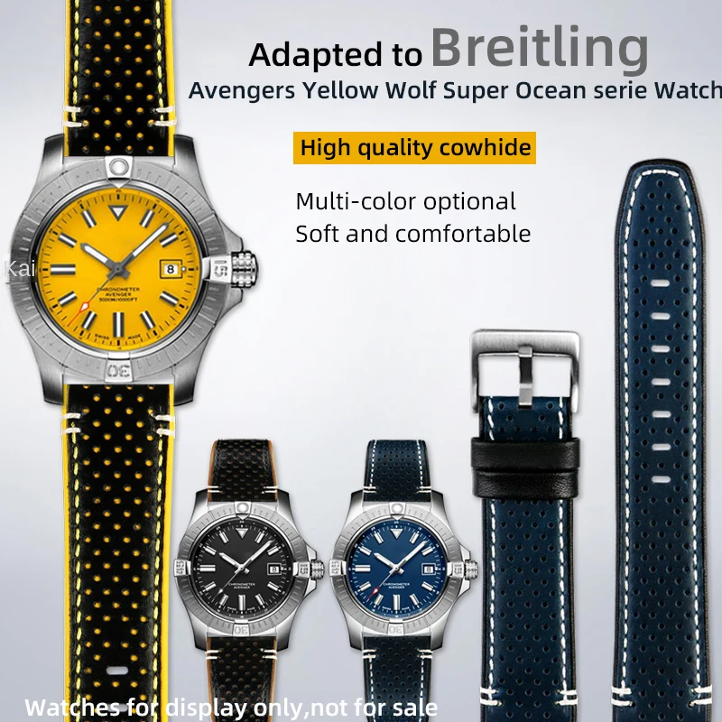 Cinturino In Pelle Di Mucca 22Mm Per Cinturino Breitling Avengers, Sea Wolf, Yellow Wolf Scout Bird Gmt Cinturino In Pelle Serie Super Ocean