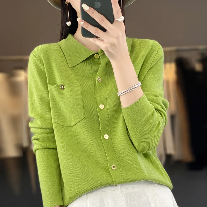 2023 Nuovo Cardigan Da Donna Cardigan In Cashmere Da Donna Maglione Da Donna Cardigan Lavorato A Maglia Colletto Polo Maglione In Cashmere