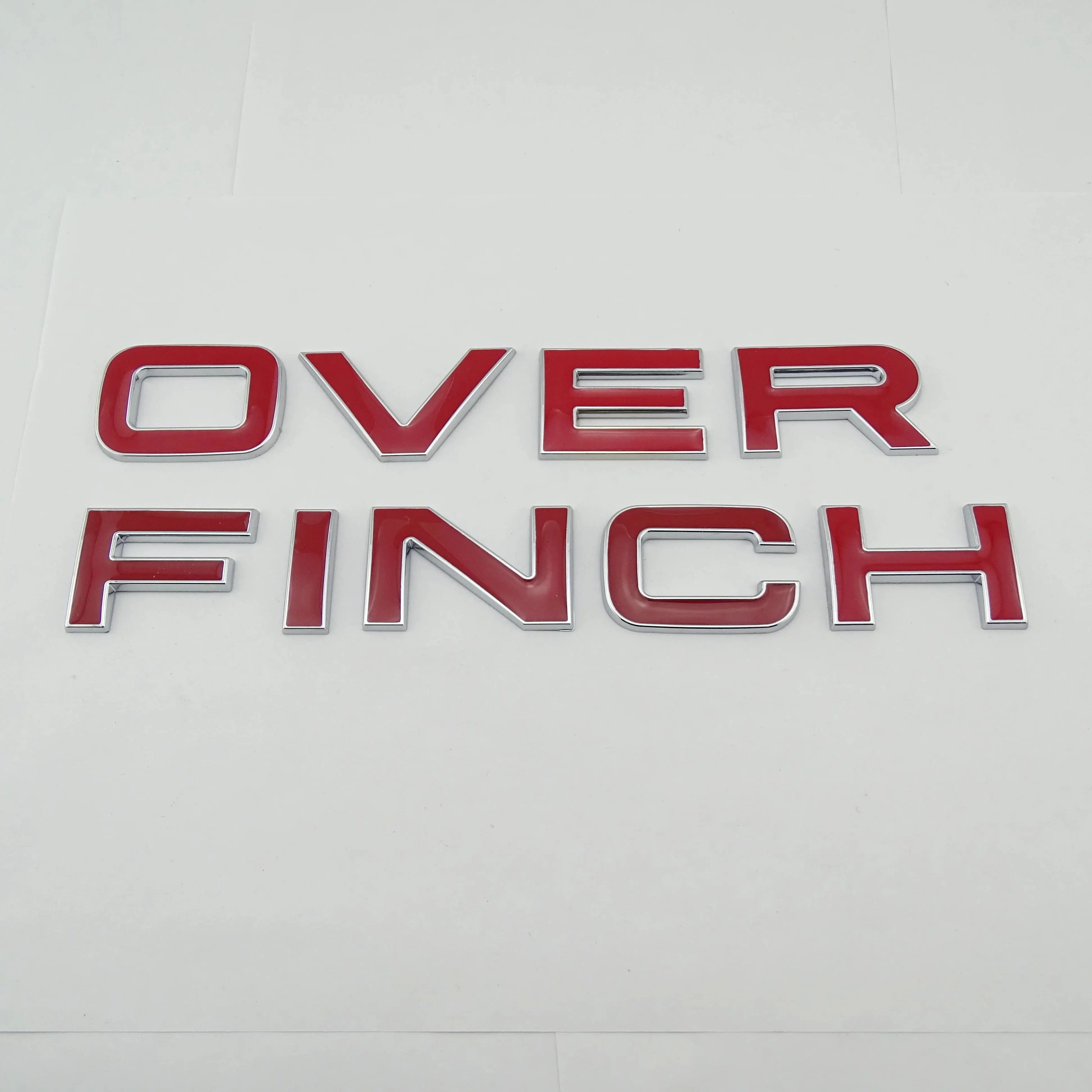 3D Car Exterior Accessory Decoration Red Overfinch Letter Car Emblem Decalcomania Badge Auto Sticker Per Range Rover