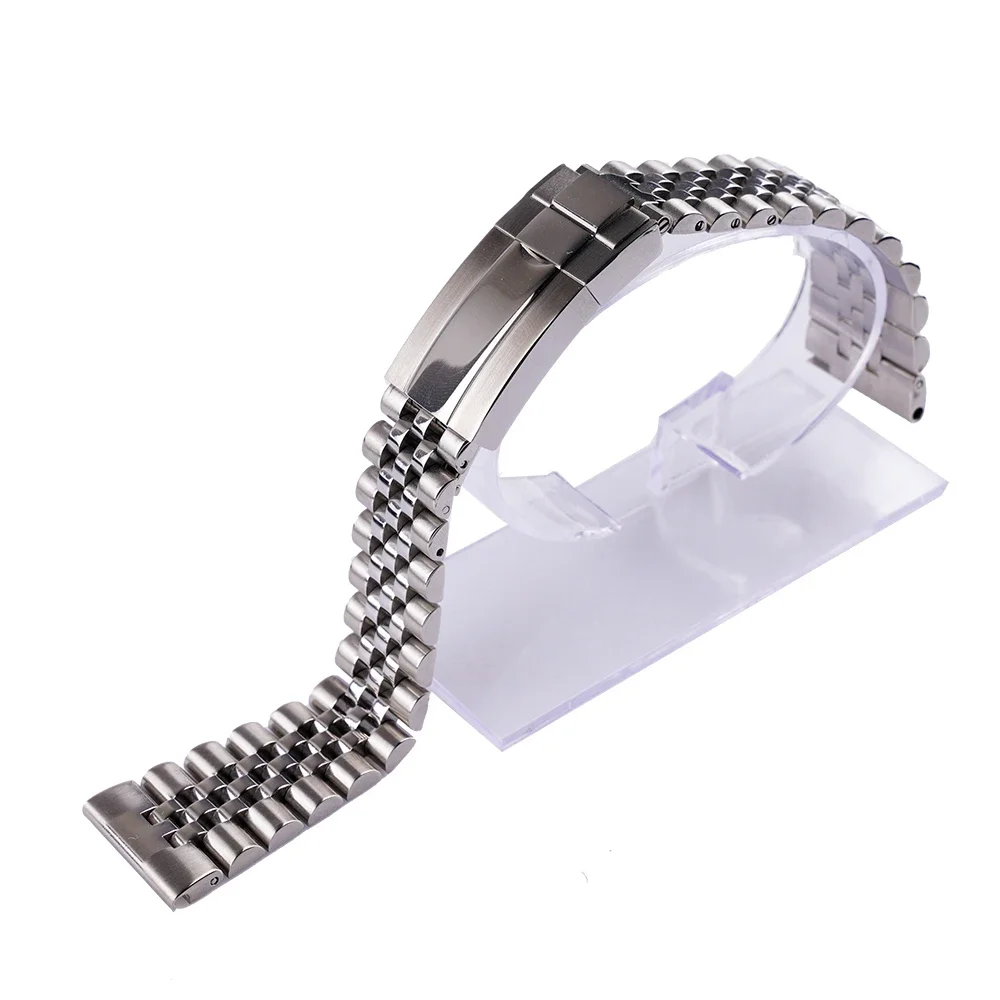 Rolamy 22Mm Argento In Acciaio Inossidabile Di Ricambio Cinturino Per Orologio Da Polso Bracciale Jubilee Con Chiusura A Ostrica Per Seiko Tudor Omega