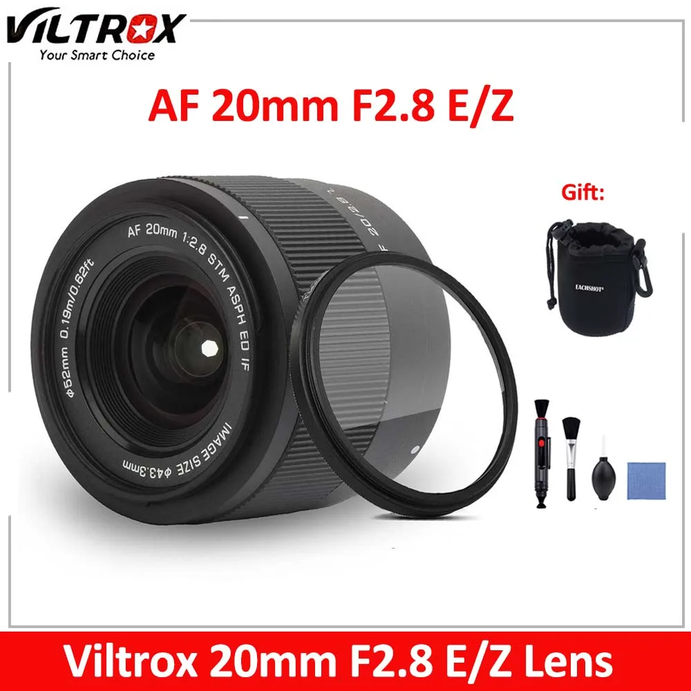 Viltrox 20Mm F2.8 Nikon Z Sony Fe Auto Focus Full Frame Obiettivo Grandangolare Per Sony E A7C A6400 Ev-Z10 Nikon Z Camera Z30 Z6