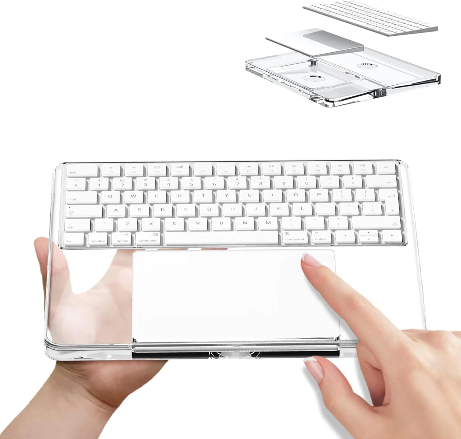 Vassoio Per Tastiera In Acrilico Trasparente 3 In 1 Per Apple Magic Trackpad E Tastiera Apple Magic, Tastiera E Trackpad Non Inclusi