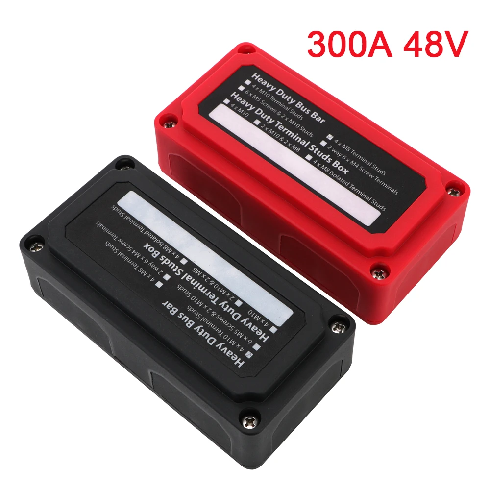 Per Auto Camper Yacht Cable Organizer Box 4 Terminali Borchie Busbar Box Circuit Insurance Power Distribution Block 300A 48V Dc