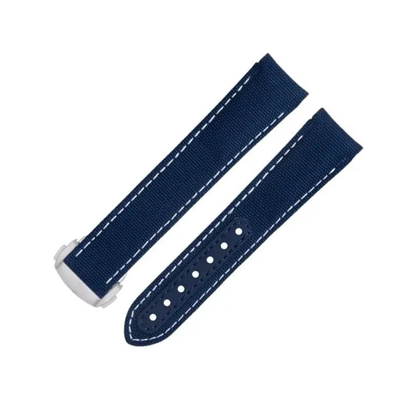 Fkmbd 20Mm Cinturino Curvo Per Cinturino Omega Per At150 Seamaster 300 Planet Ocean De Ville Speedmaster Blue White Line High