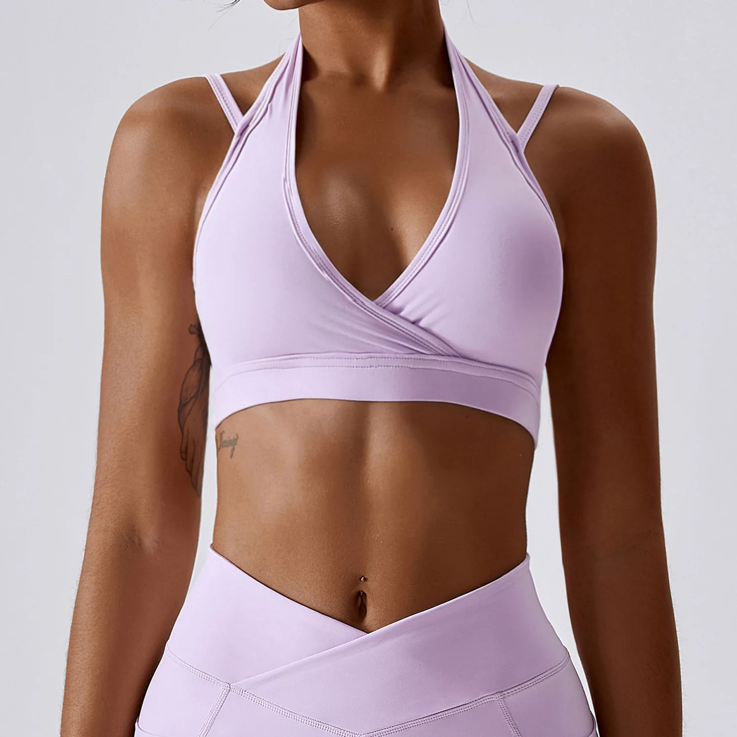 Gym High Intensity Push Up Neck Sling Yoga Bra Gathers Together Shock Proof Women'S Sports Underwear Running Nude Fitness Vest