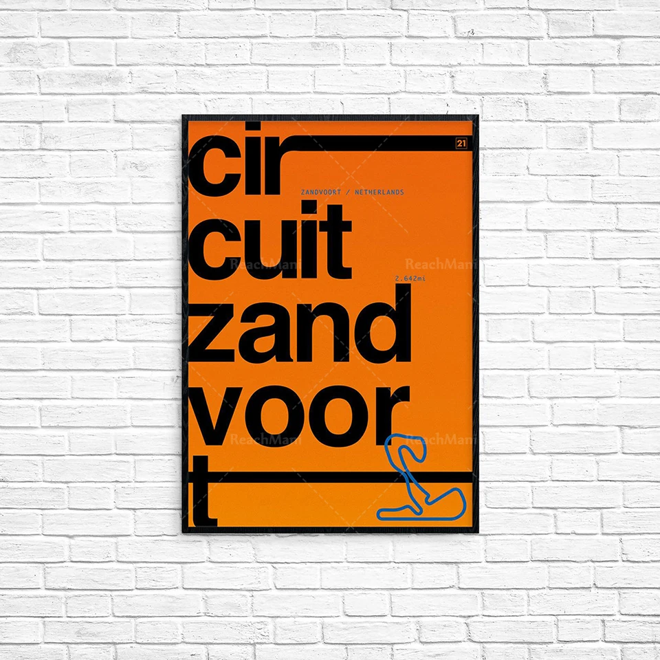 Zandvoort Circuit Formula 1 Regalo, Formula 1 Art, Print, F1 Race Track Circuit Map Arancione Dutch Tipografia Poster, Retro Poster,