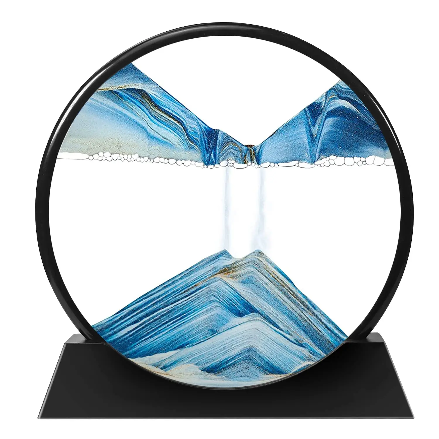 Moving Sand Art Picture Round Glass 3D Deep Sea Sandscape In Motion Display Flowing Sand Frame Rilassante Desktop Home Office Deco