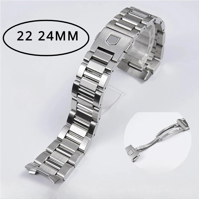 24 22Mm Orologi Accessori Bracciale In Acciaio Inossidabile 316L Per Tag Heuer Carrera 1887 Cinturino Da Uomo Cinturino In Argento Fibbia Sicura