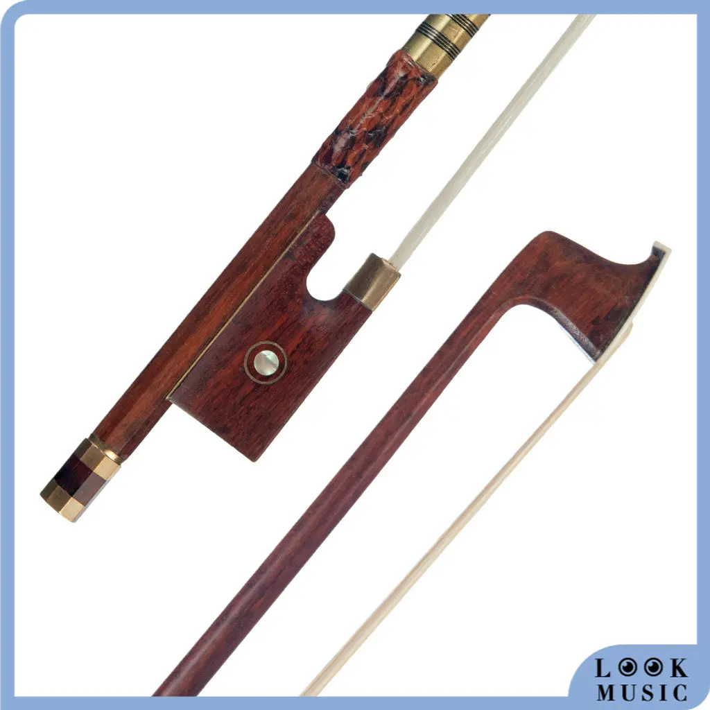 Look 4/4 Size Fiddle Bow Pernambuco Violino Arch Stick Snakewood Frog Gold Wire Winding Archery Accessori Per Violinista Player