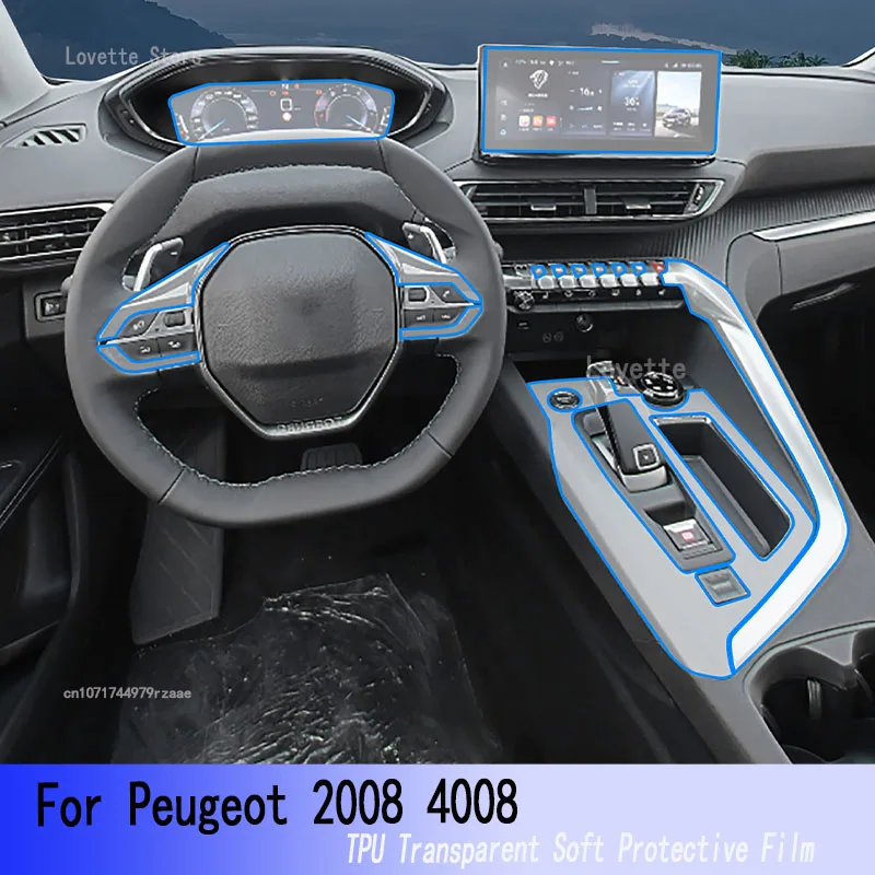 Per Peugeot 2008 4008 2023 Tpu Car Interior Gear Cruscotto Pellicola Protettiva Accessori Antigraffio Trasparenti