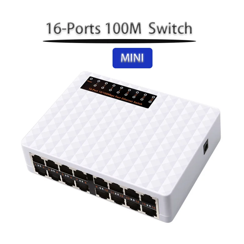 Plug And Play Ethernet Smart Network Switcher Internet Splitter 16 Porte 100 M Switch Game Network Switch Rj45 Hub 10/100 Mbps