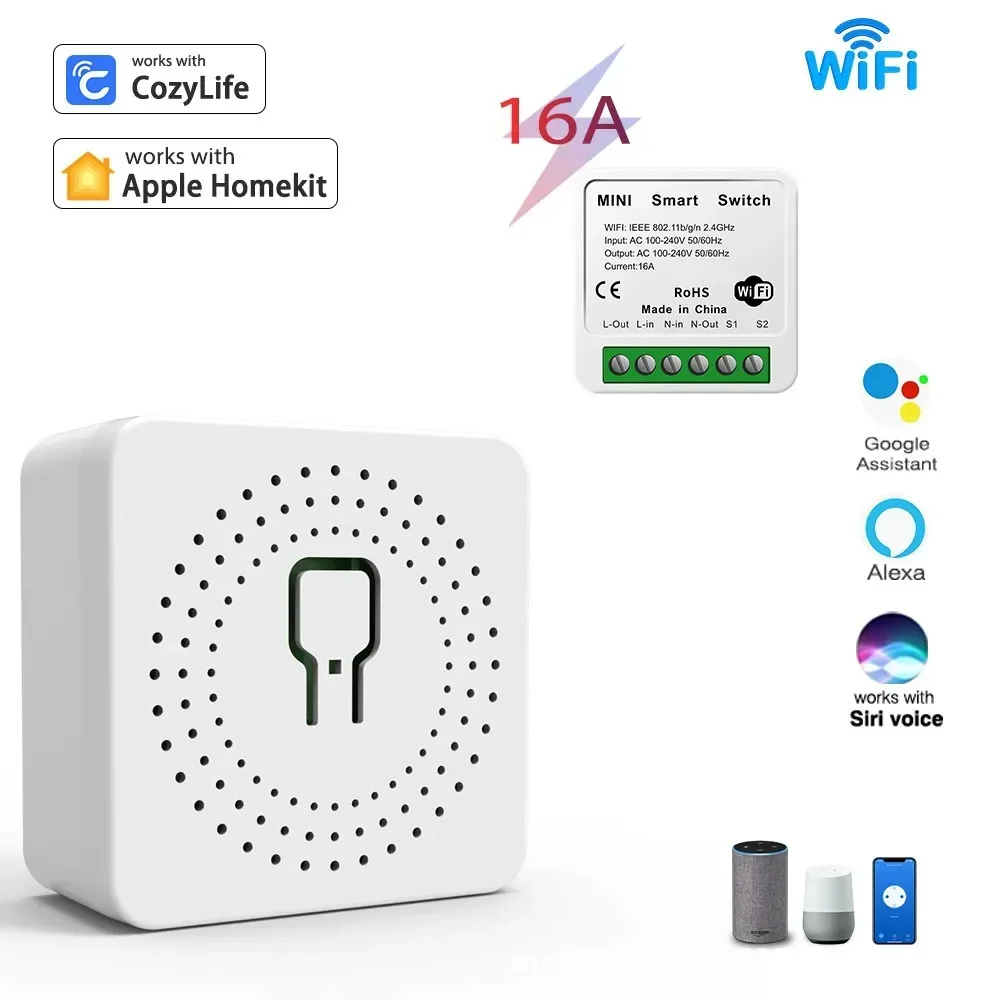 Smart Wireless Switch Mini Wifi Relay Breaker Siri Voice Wifi Smart Switch Control Per Apple Homekit Alexa Google Home