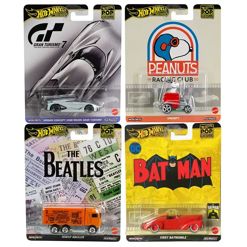 Original Hot Wheels Premium Models Car Pop Culture Racing Club Hiway Haular Alloy Toys For Boys Nissan Vision Batmobile Vehicle