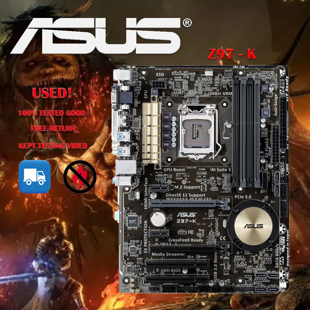 Scheda Madre Desktop Asus Z97-K Lga 1150 Ddr3 Usb2.0 Usb3.0 32Gb Per Cpu I3 I5 I7 Z97 Schede Madri Originali Spedizione Gratuita