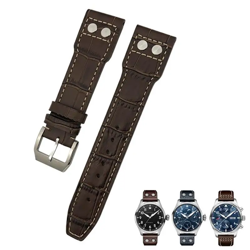 Fkmbd 22Mm 21Mm 20Mm Cinturino In Vera Pelle Adatto Per Iwc Big Pilot Strap Pilot'S Watch Band Bracciali Accessori Uomo Strumenti