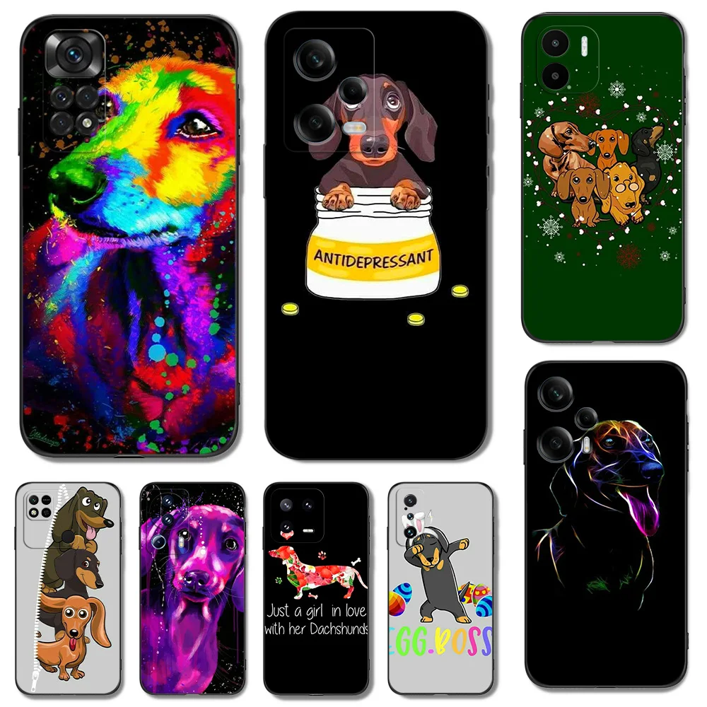 Custodia In Tpu Nero Per Xiaomi 13 Pro Lite Cover Per Telefono Bassotto Silhouette Dog