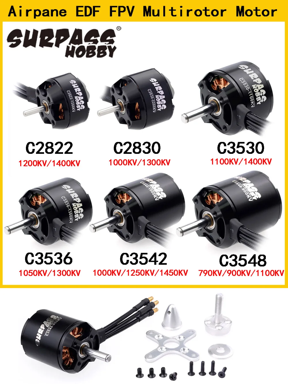 Surpass Hobby 2822 2830 3530 3536 3542 3548 Motore Brushless Per Airpane Edf Fpv Quadcopter Multirotore