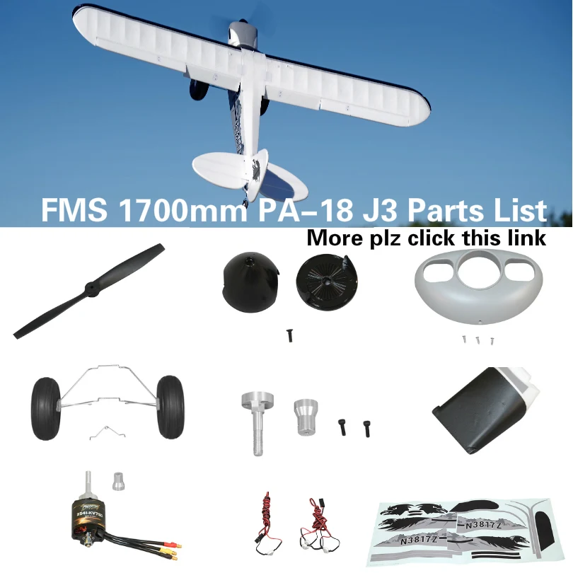 Fms 1700 Millimetri Pa-18 J3 Cub Piper Lista Parti Di Elica Spinner Cowl Albero Motore Bordo Di Montaggio Carrello Di Atterraggio Rc Aereo Aereo Aereo
