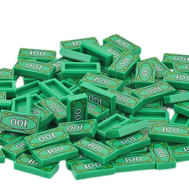 Cash Dollar Bill City Gold Silver Money Coins Brick Treasure Chest Accessori Fai Da Te Moc Building Block 3069 Compatibile Con Lego