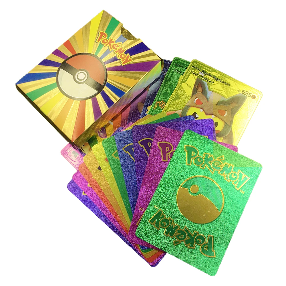 55Pcs Pokemon Card Tag Team Vmax Ex Gx English Rainbow Shining Card Pikachu Fire Breathing Dragon Trading Collection Cards Toys