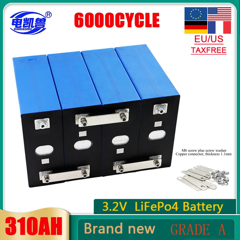 Nuovo 3.2V 310Ah 280Ah 200Ah 105Ah Lifepo4 Batteria Ricaricabile Litio Ferro Fosfato Batteria Solare 12V 24V 48V Batteria Duty Free