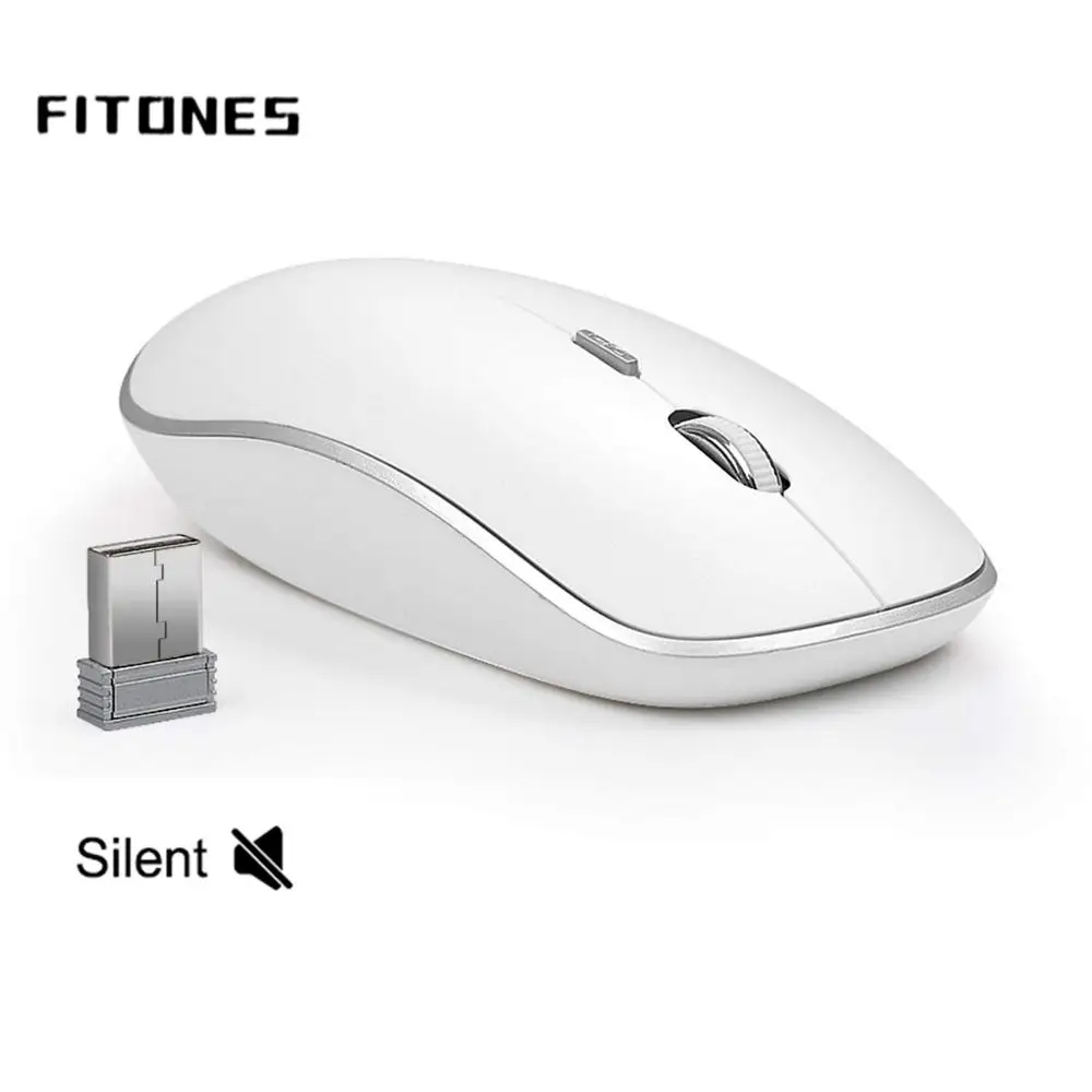 Senza Fili Del Mouse Mute Mouse Senza Fili Del Mouse Per Il Computer Portatile Senza Fili Del Mouse Con Nano Ricevitore Usb (Argento) Ergonomico Del M