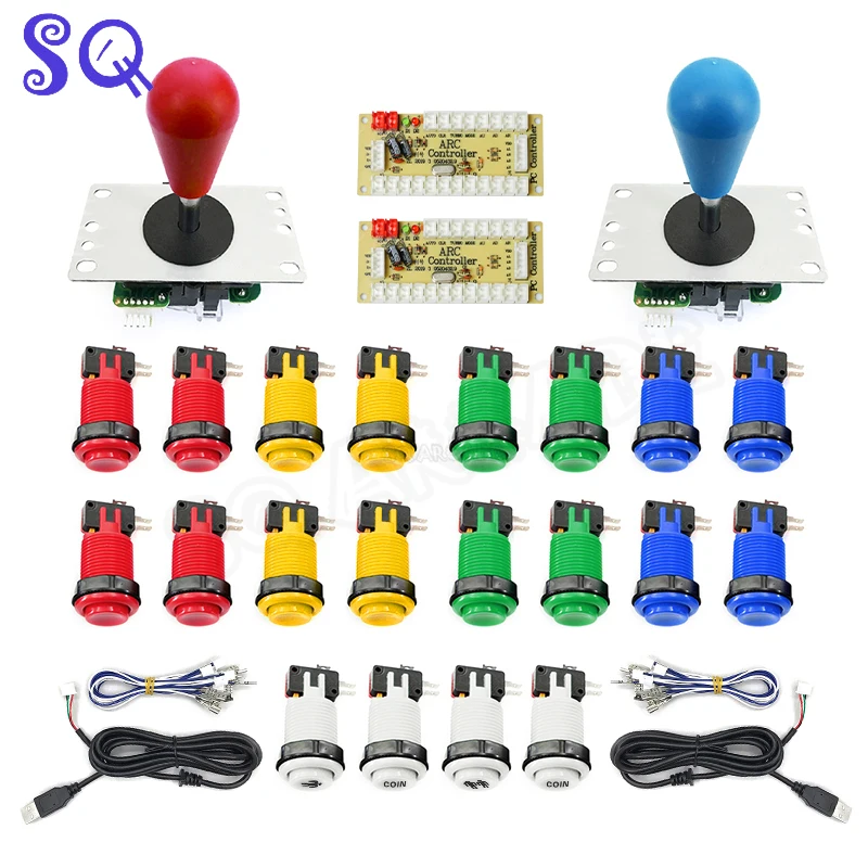 2 Player Kit Arcade Zero Delay Arcade Usb Encoder Pc Rasberry Pi Happ Tipo Pulsante Arcade Cabinet Usb Joystick Controller Board