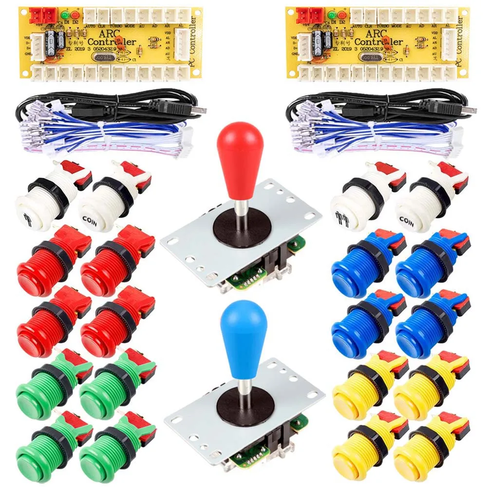 2 Giocatori Arcade Kit Fai Da Te Zero Delay Usb Encoder Pc Rasberry Pi Copy Sanwa Joystick Stile Americano Pulsante Console Di Gioco Cabinet