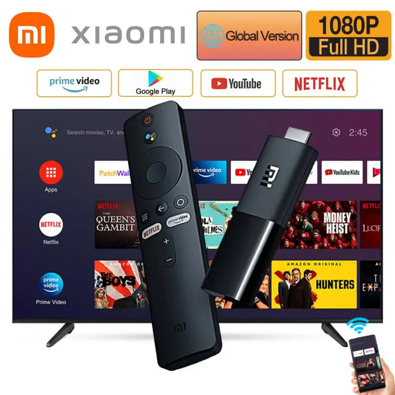 Versione Globale Xiaomi Mi Tv Stick Android Tv 9.0 Hdr 1080P 1Gb Ram 8Gb Rom Portatile Mini Tv Dongle Wifi Google Assistant