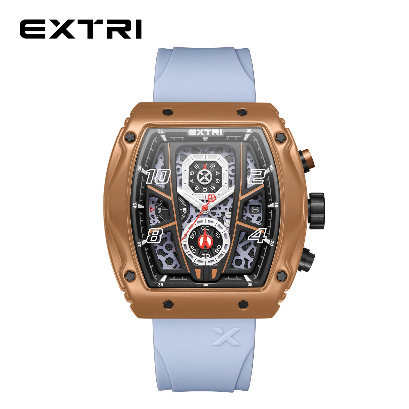 Extri Popular Bronze Case Retro Vintage Style Chronograph 3Atm Orologi Da Uomo Con Elastico Resistente All'Acqua